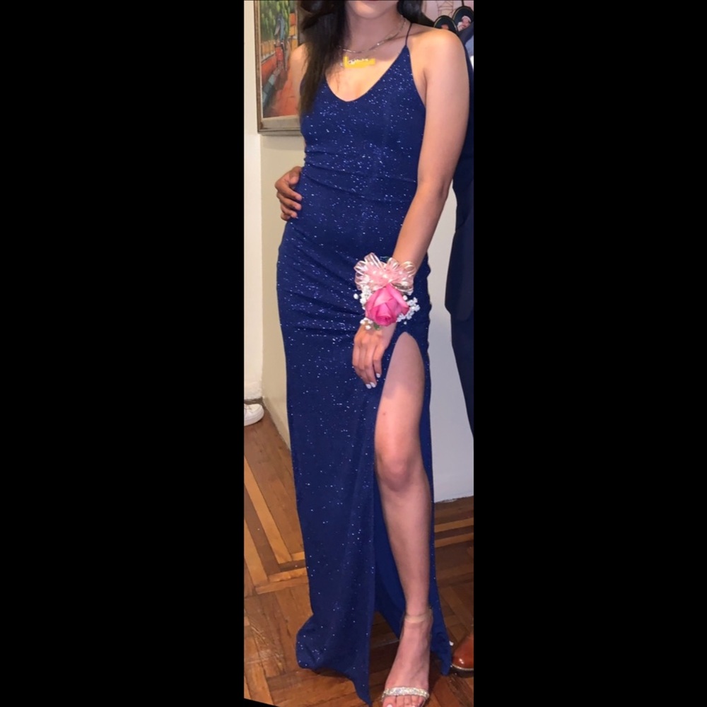 Glittery Royal Blue Prom Dress